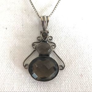 Vintage Smoky Quartz Sterling Silver Pendant